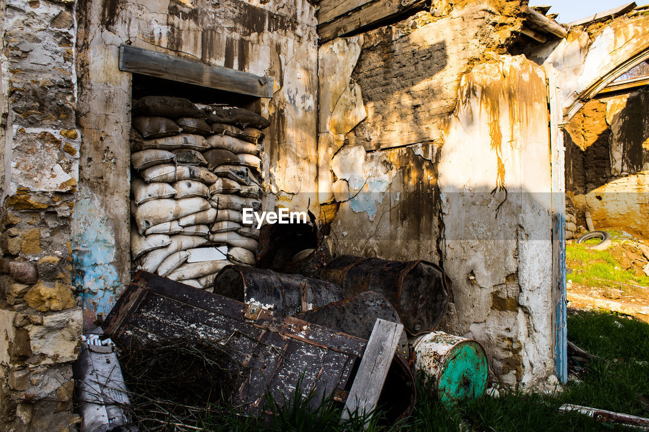 low angle view of abandoned building