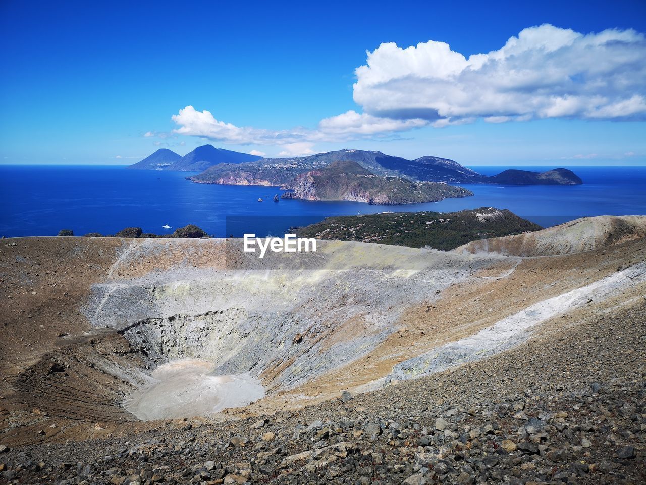 Scenic view from vulcano crater sicily italy