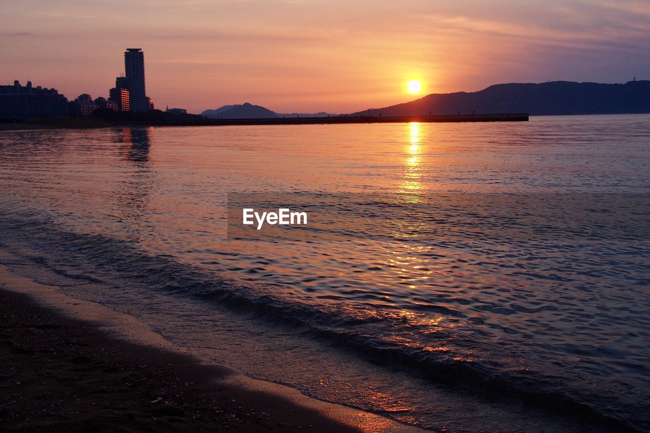 Scenic view of sea against sky during sunset