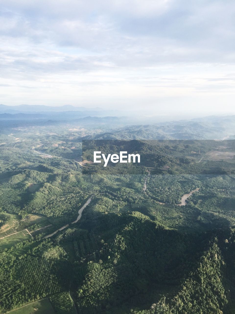 Aerial view of green forested landscape