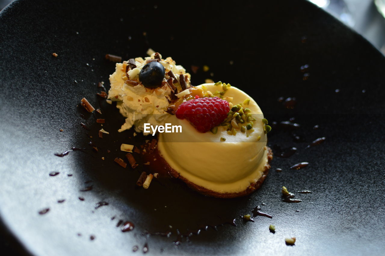 CLOSE-UP OF DESSERT WITH CHOCOLATE CAKE