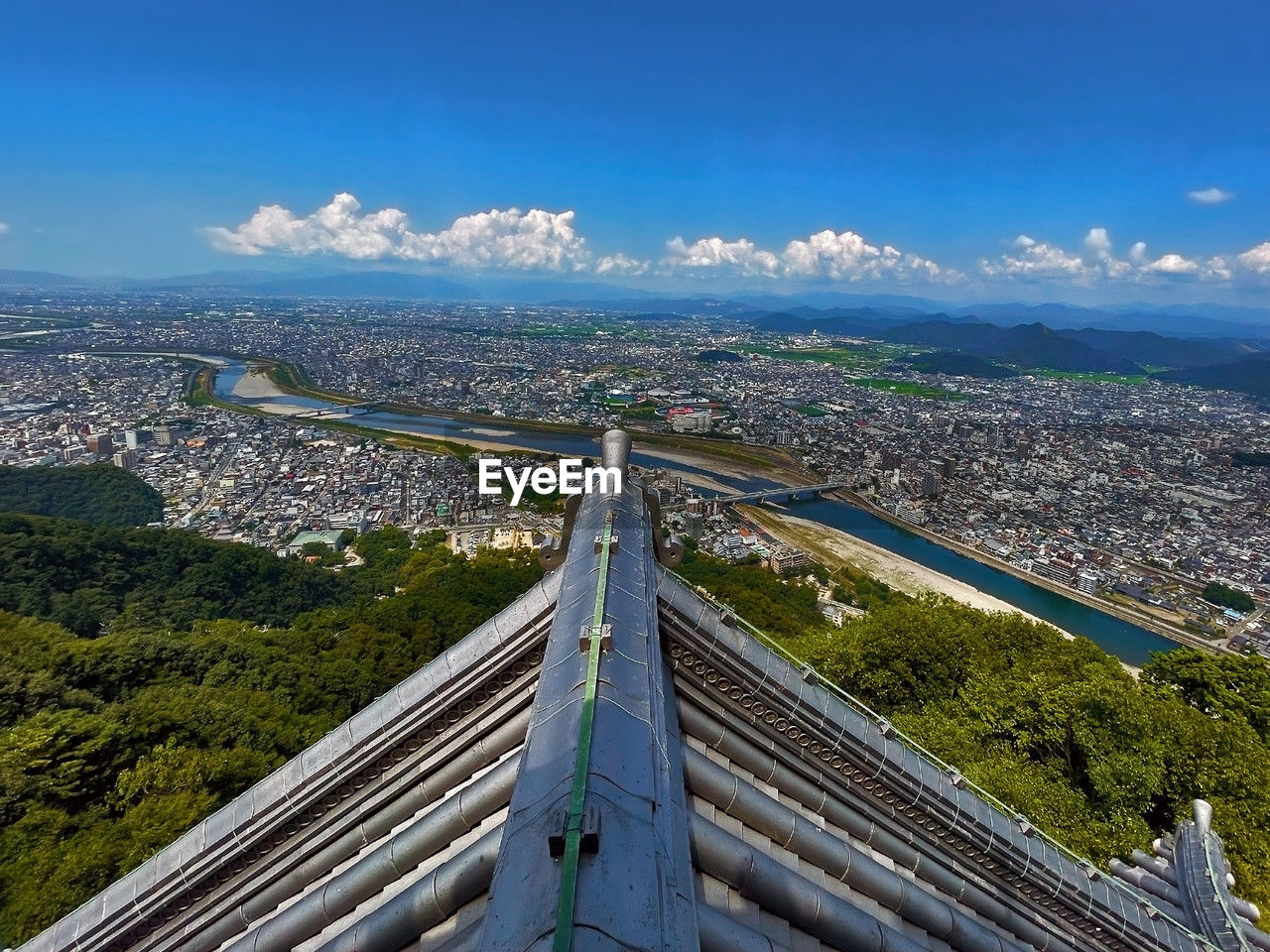 Panoramic gifu castle view against a dramatic sky, gifu, japan