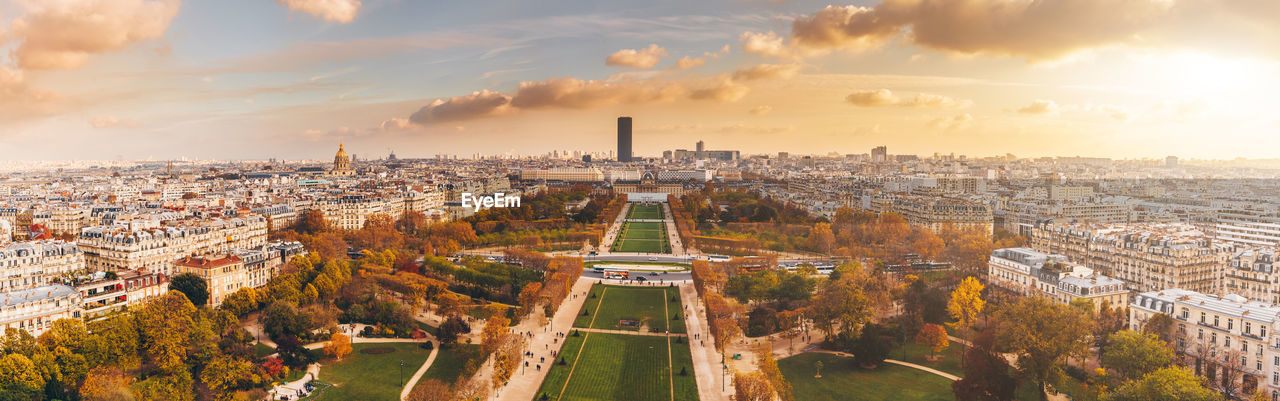 High angle view of cityscape against sky