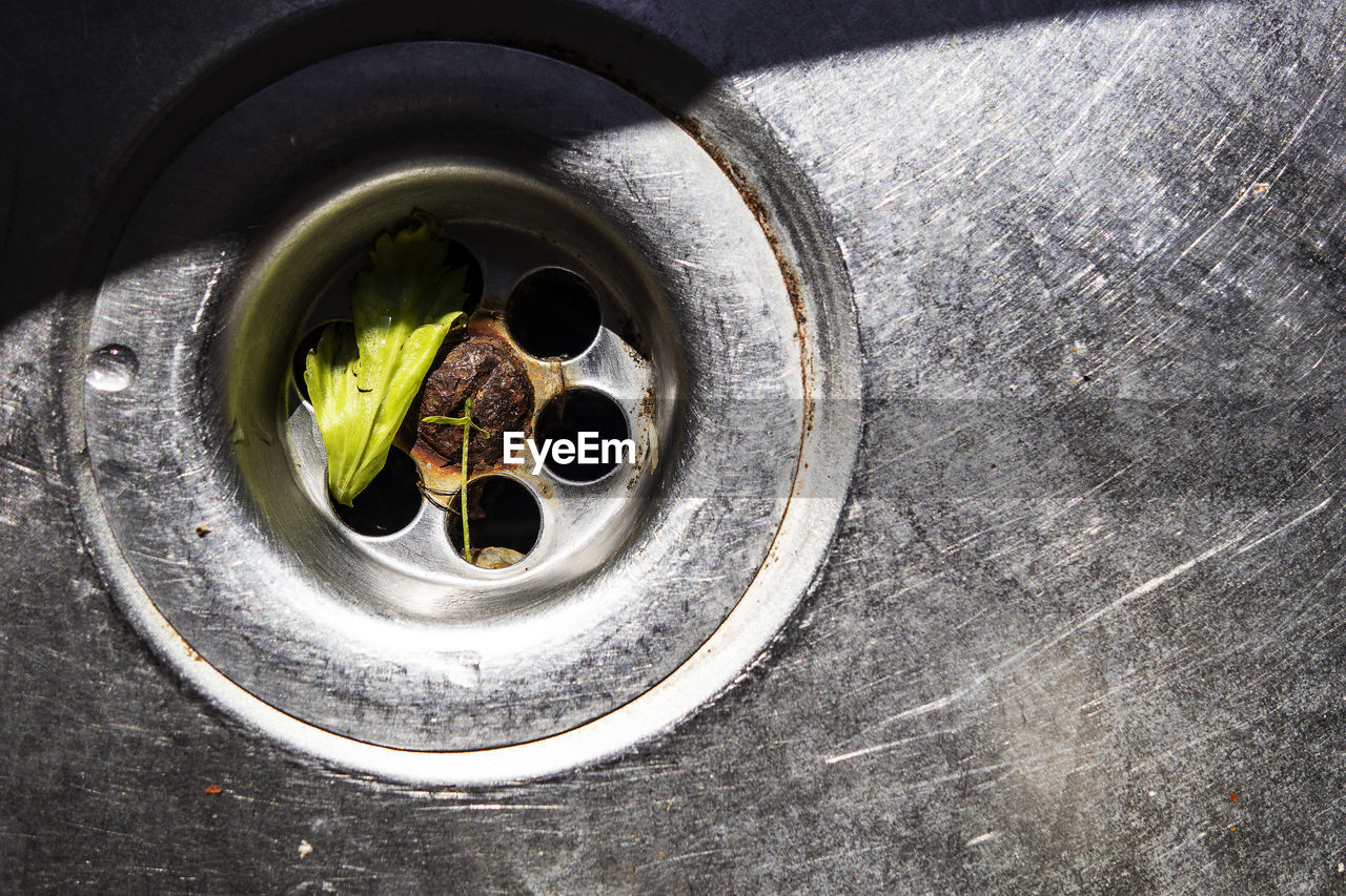 High angle view of kitchen sink