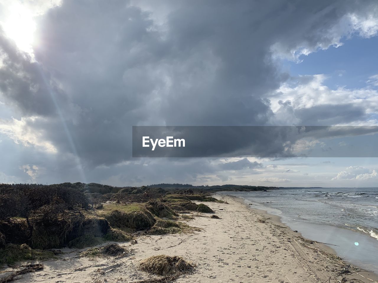 Scenic view of beach against sky