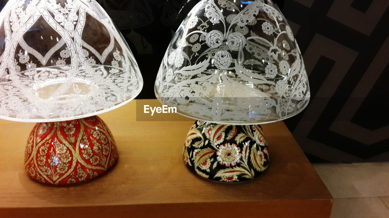 Decorative lamps on table