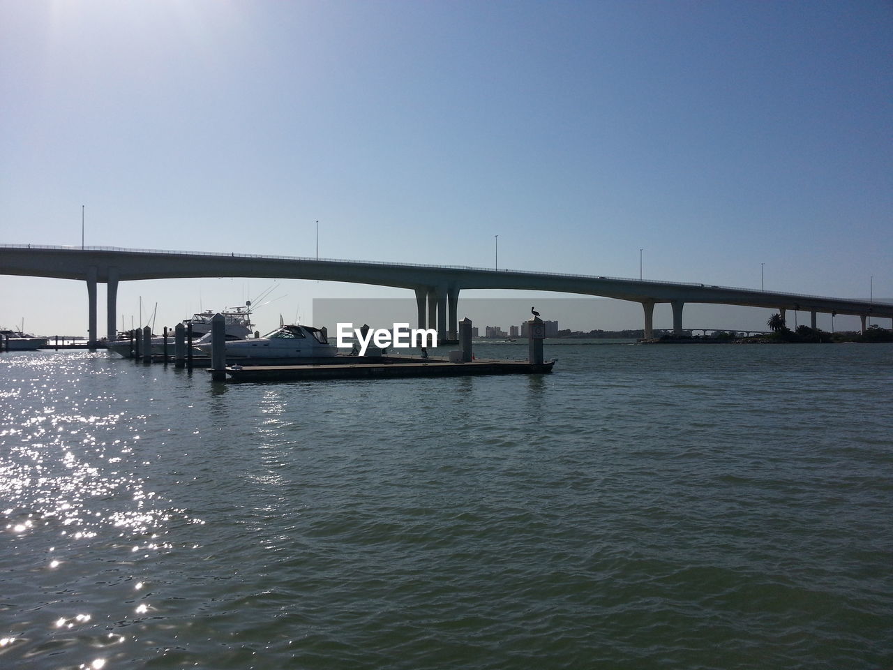 Marina with bridge on background