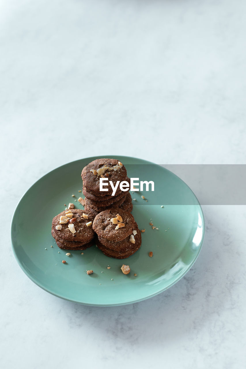 Overhead view of handmade cookies served in a plate