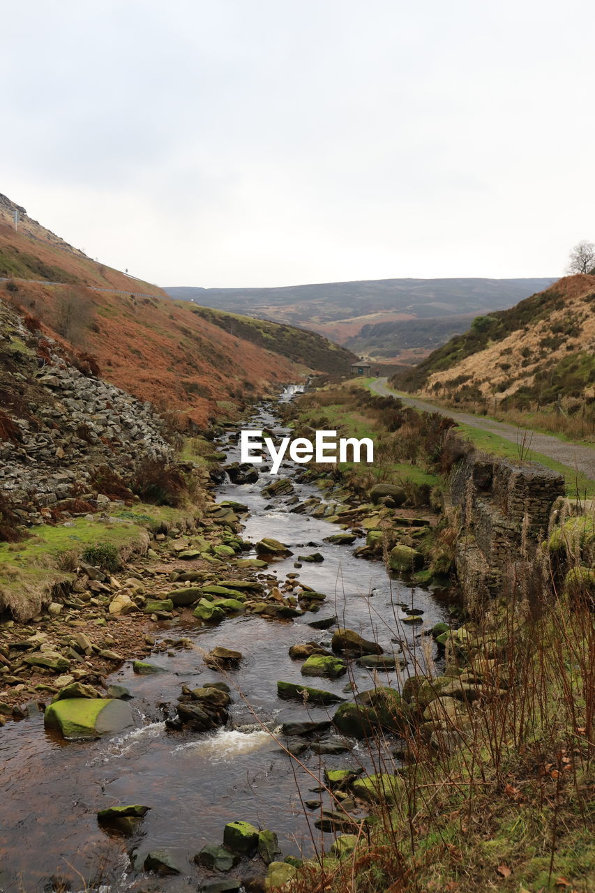 SCENIC VIEW OF WATER FLOWING THROUGH ROCKS