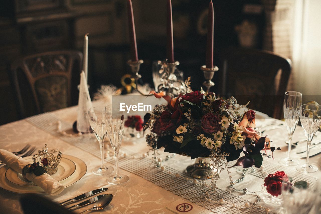 Flower bouquet on table