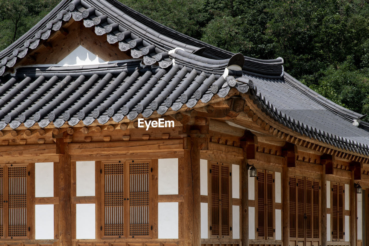 Low angle view of roof of buddhism temple 