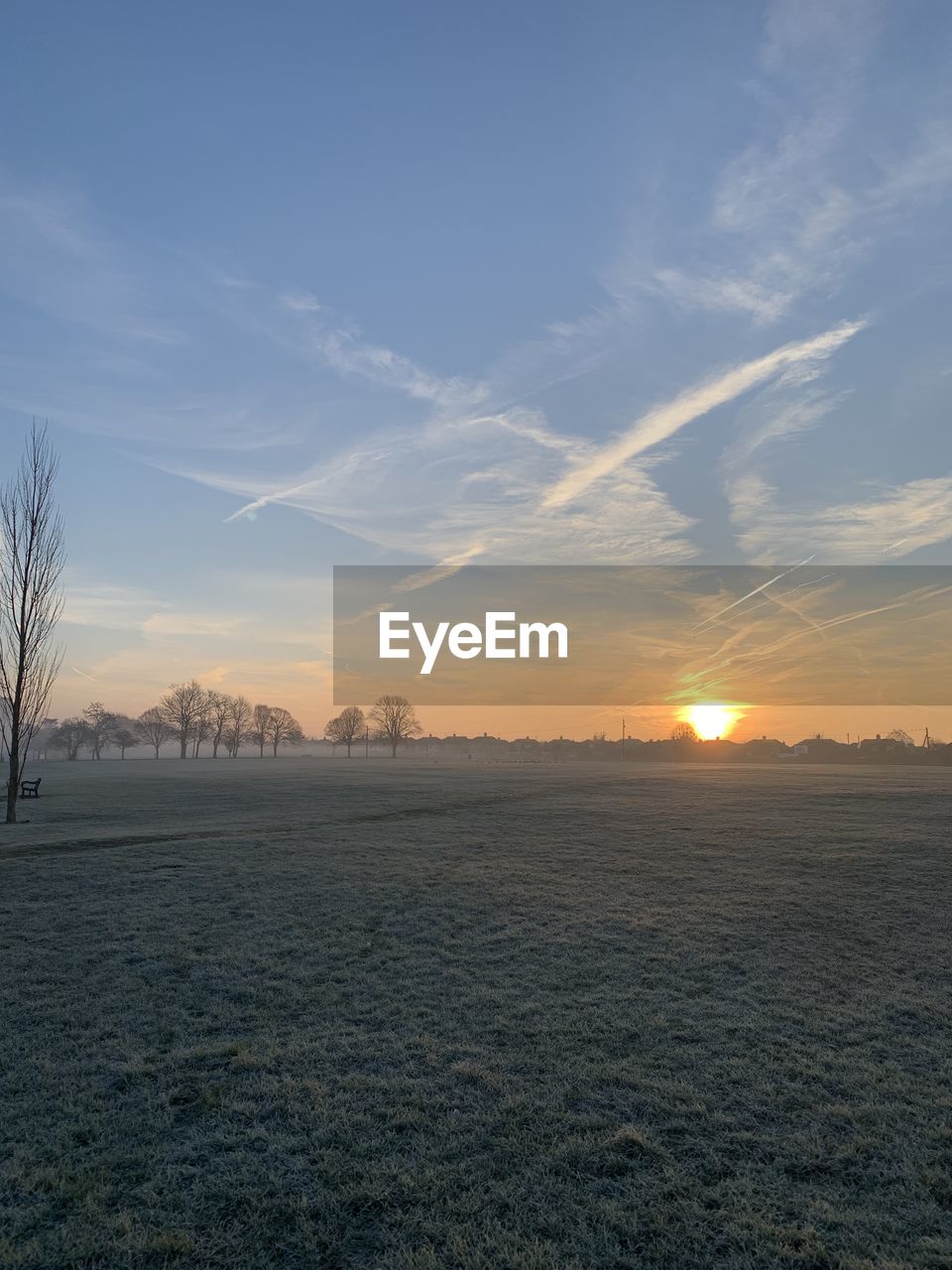 Scenic view of field against sky during sunset