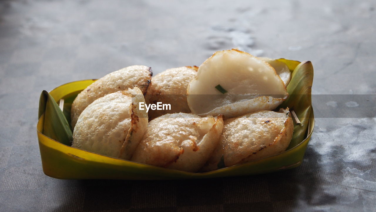 Close-up of food on leaf container