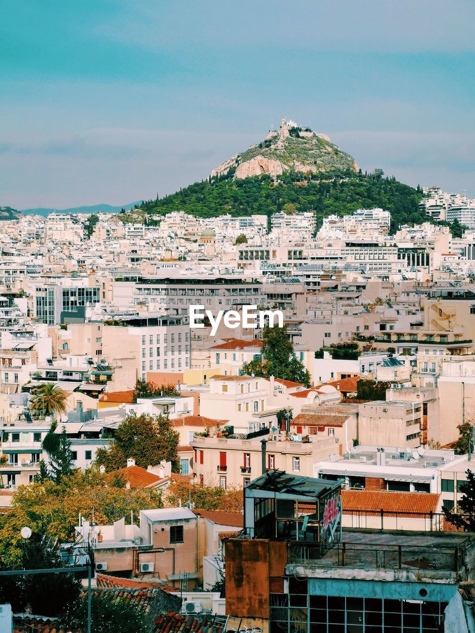 View of athens with mount lycabettus in the distance