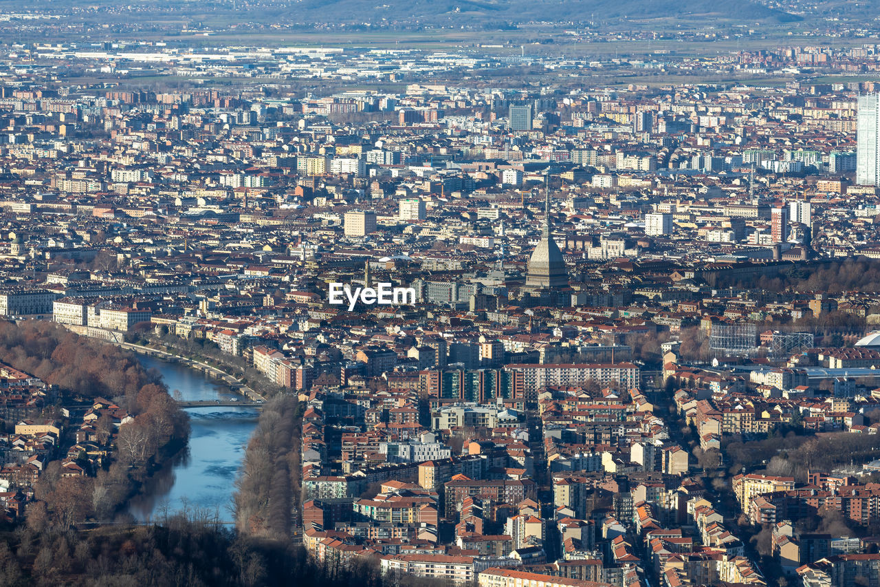 Aerial view turin torino italy