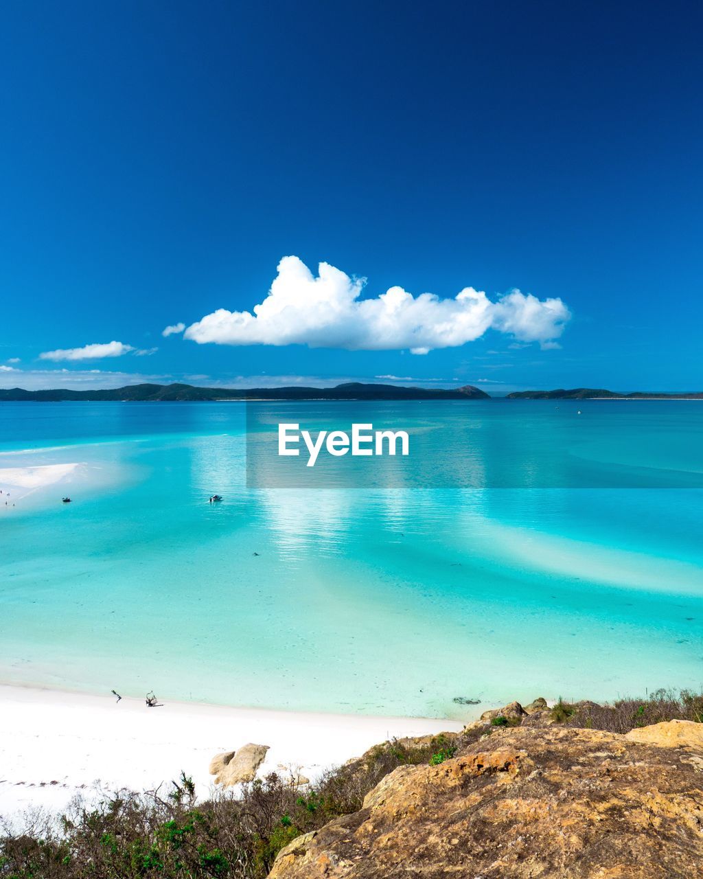 Scenic view of sea against blue sky