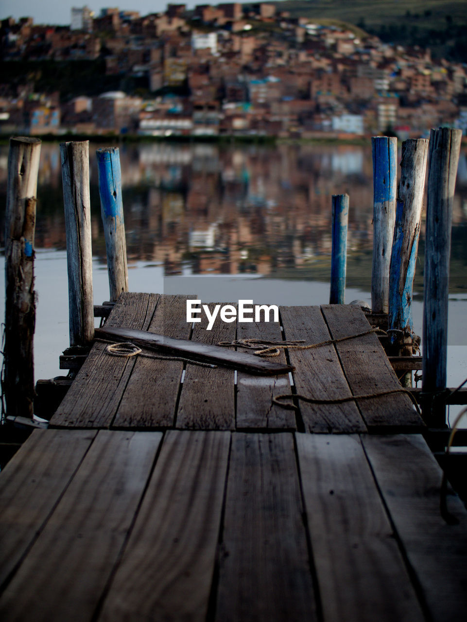 Wooden pier on lake