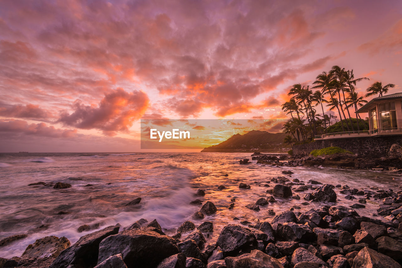 Scenic view of hawaii during sunset