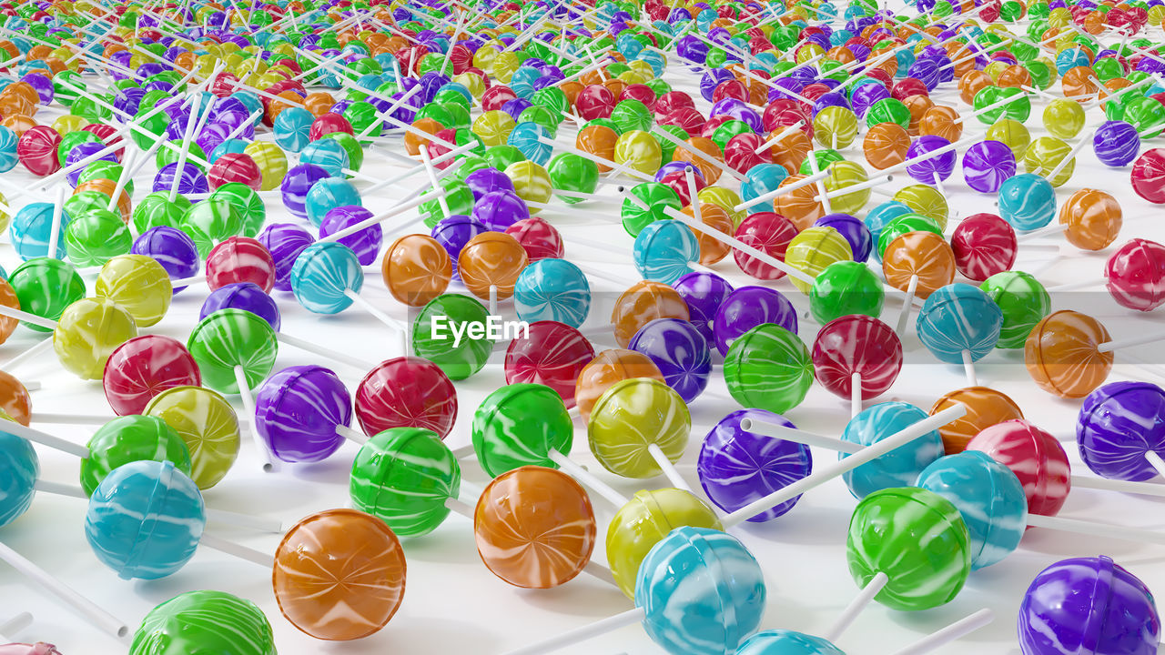 multi colored, large group of objects, variation, abundance, no people, backgrounds, food, indoors, art, still life, pattern, full frame, high angle view, dessert