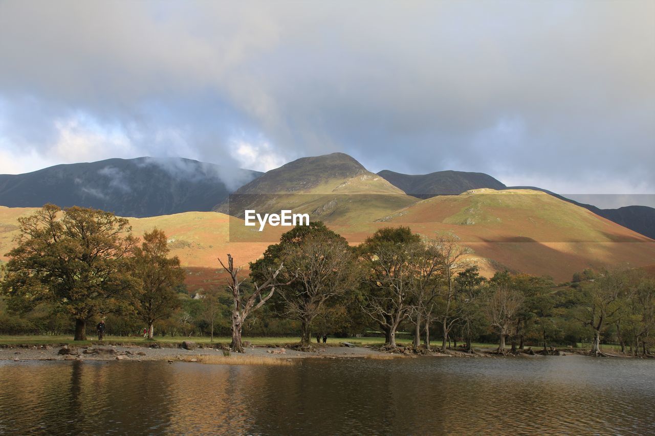 Scenic view of buttermere lake by mountains against sky