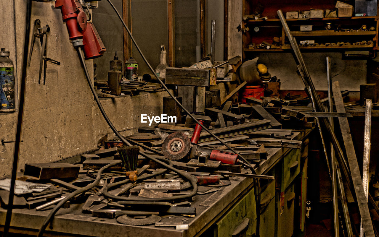 Old tools at locksmith workshop