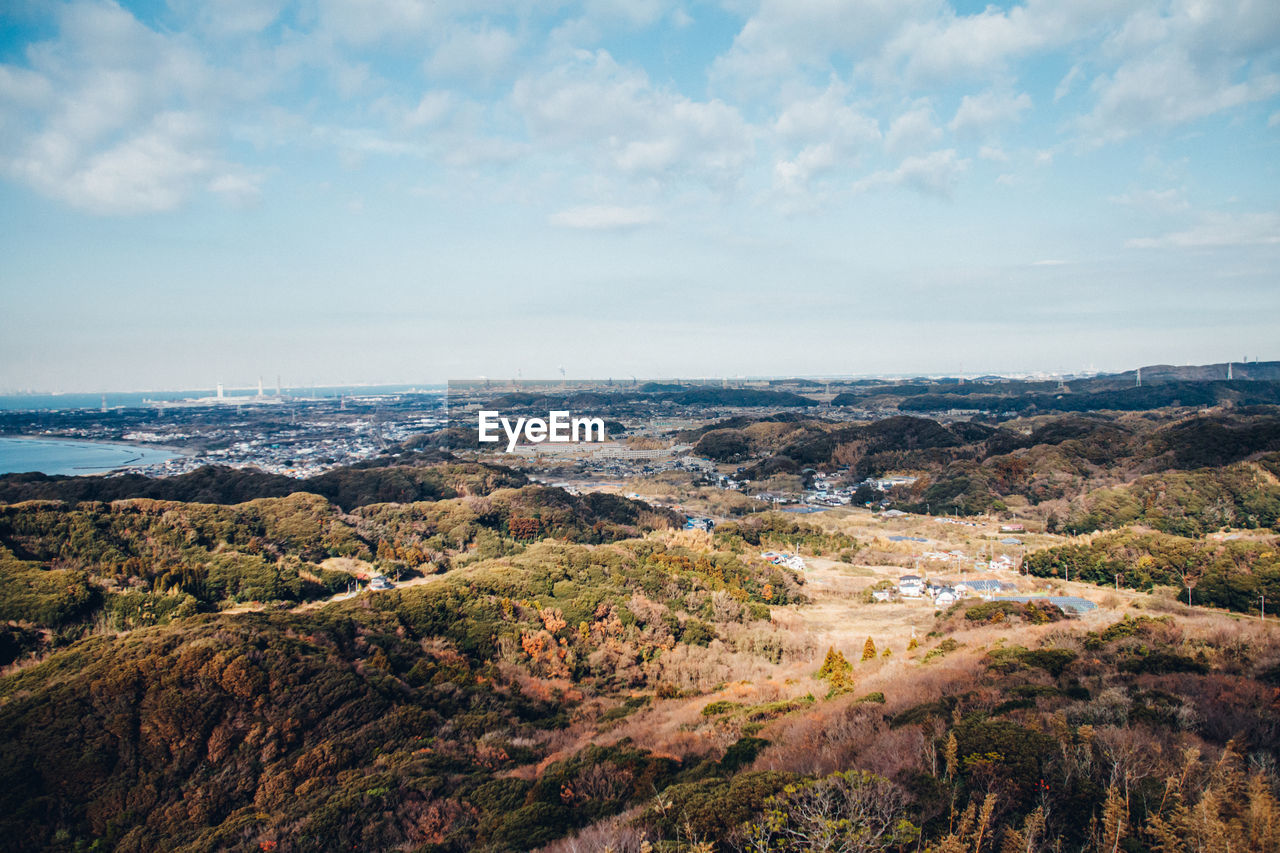 High angle view of landscape against sky