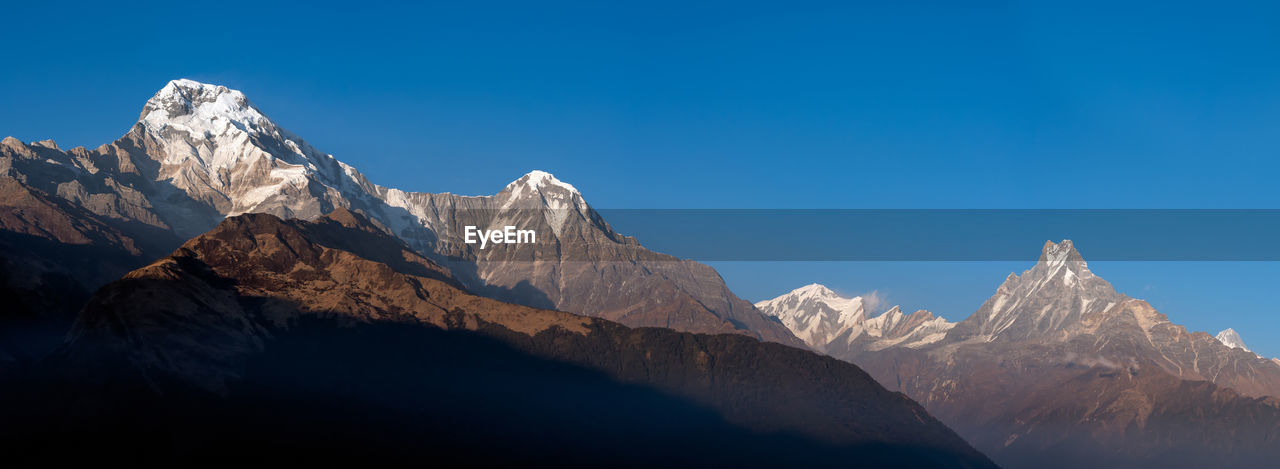 Nature view of himalayan mountain range at poon hill view point,nepal. 
