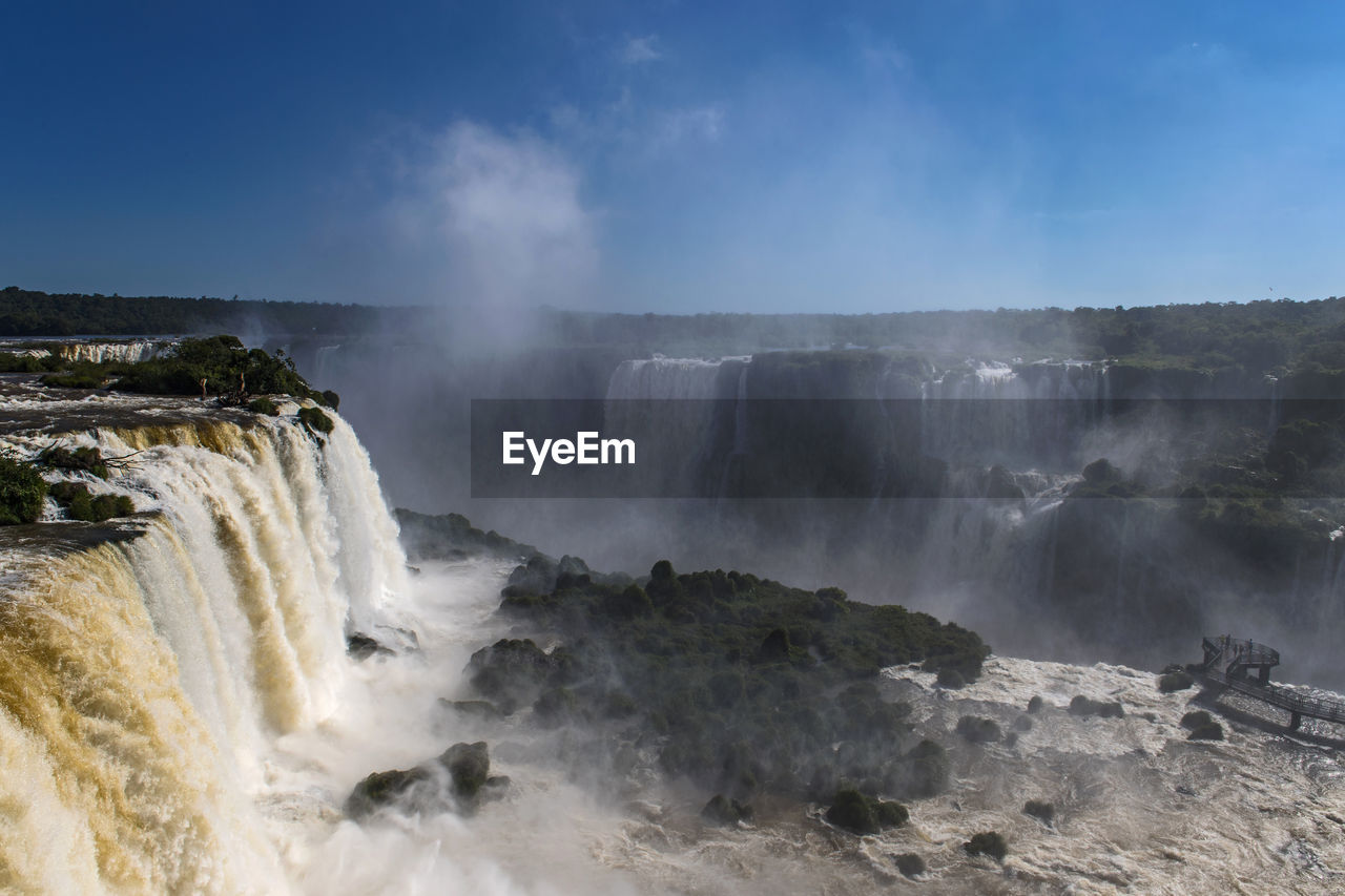 Scenic view of the iguacu waterfalls in brazil