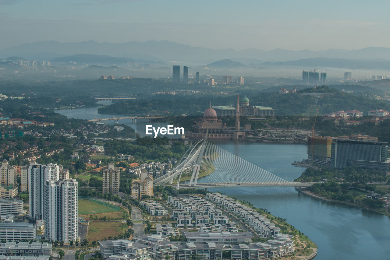 Aerial view of city at waterfront