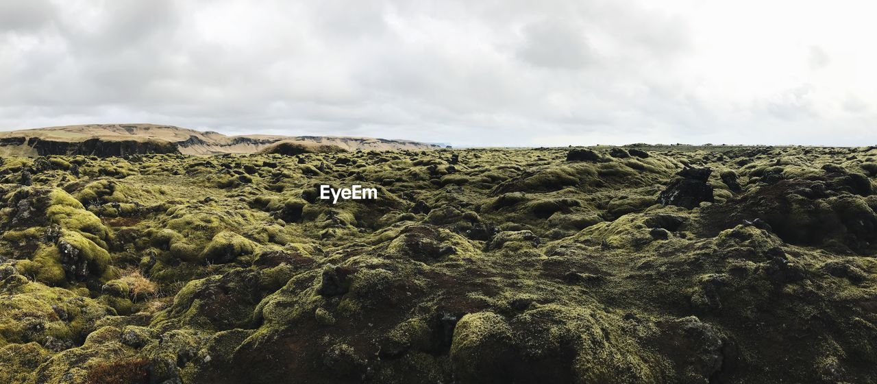 Scenic view of land against sky