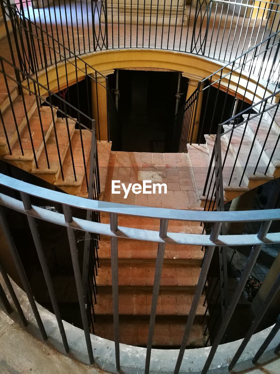 High angle view of staircase in building