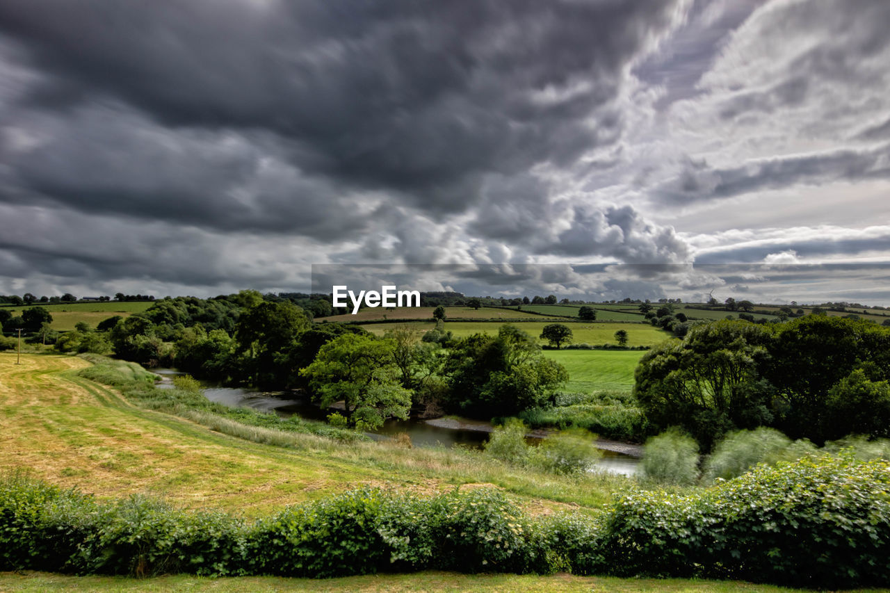 Scenic view of landscape against cloudy sky