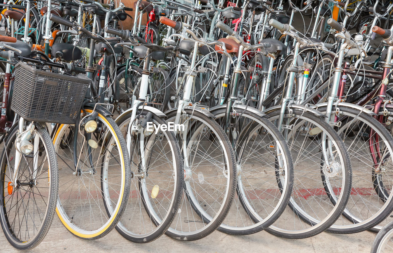 Bicycles parked in lot