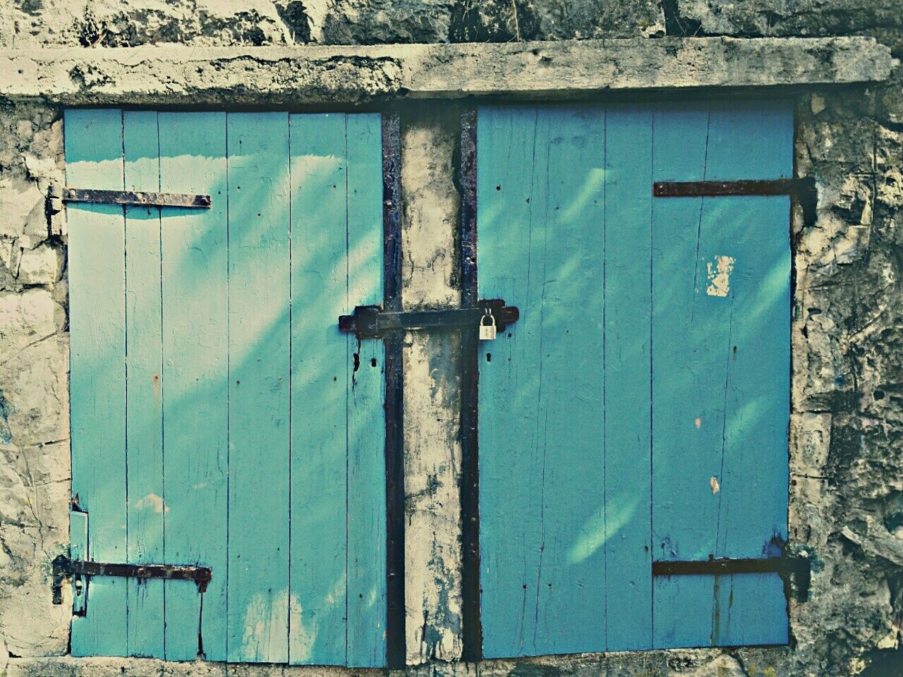 Closed door of building