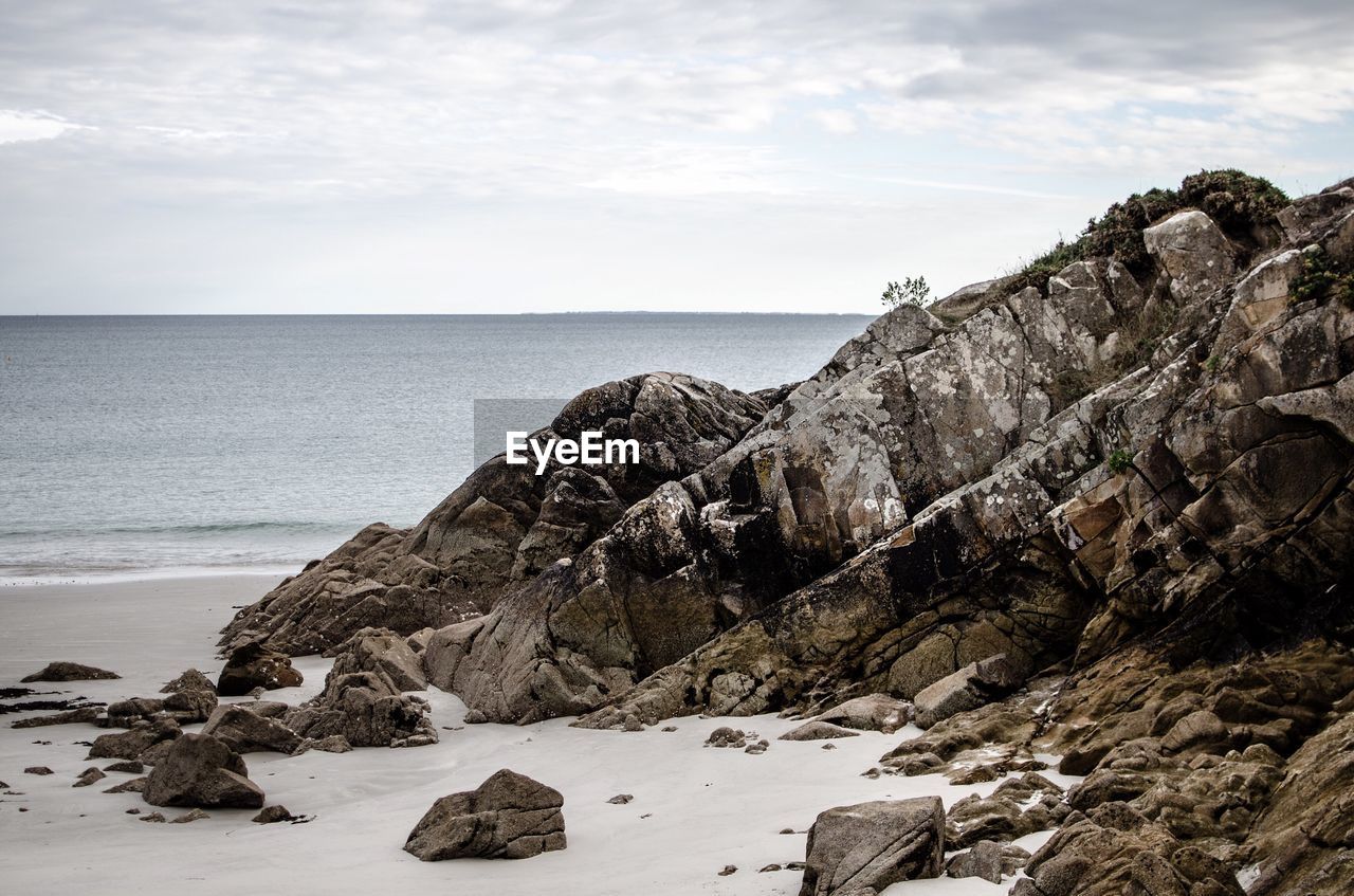 Scenic view of sea against cloudy sky