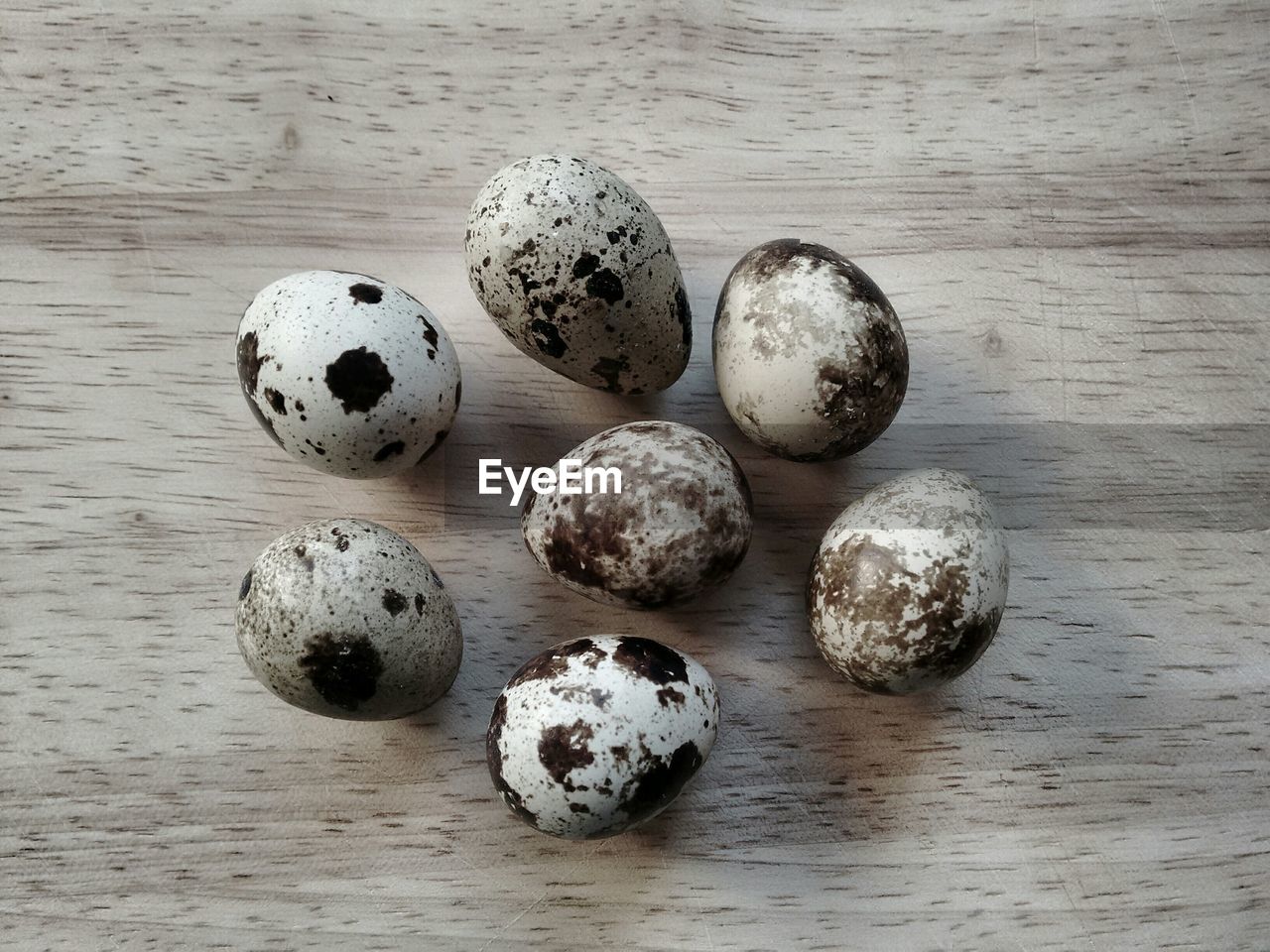 Close-up of bird eggs on table