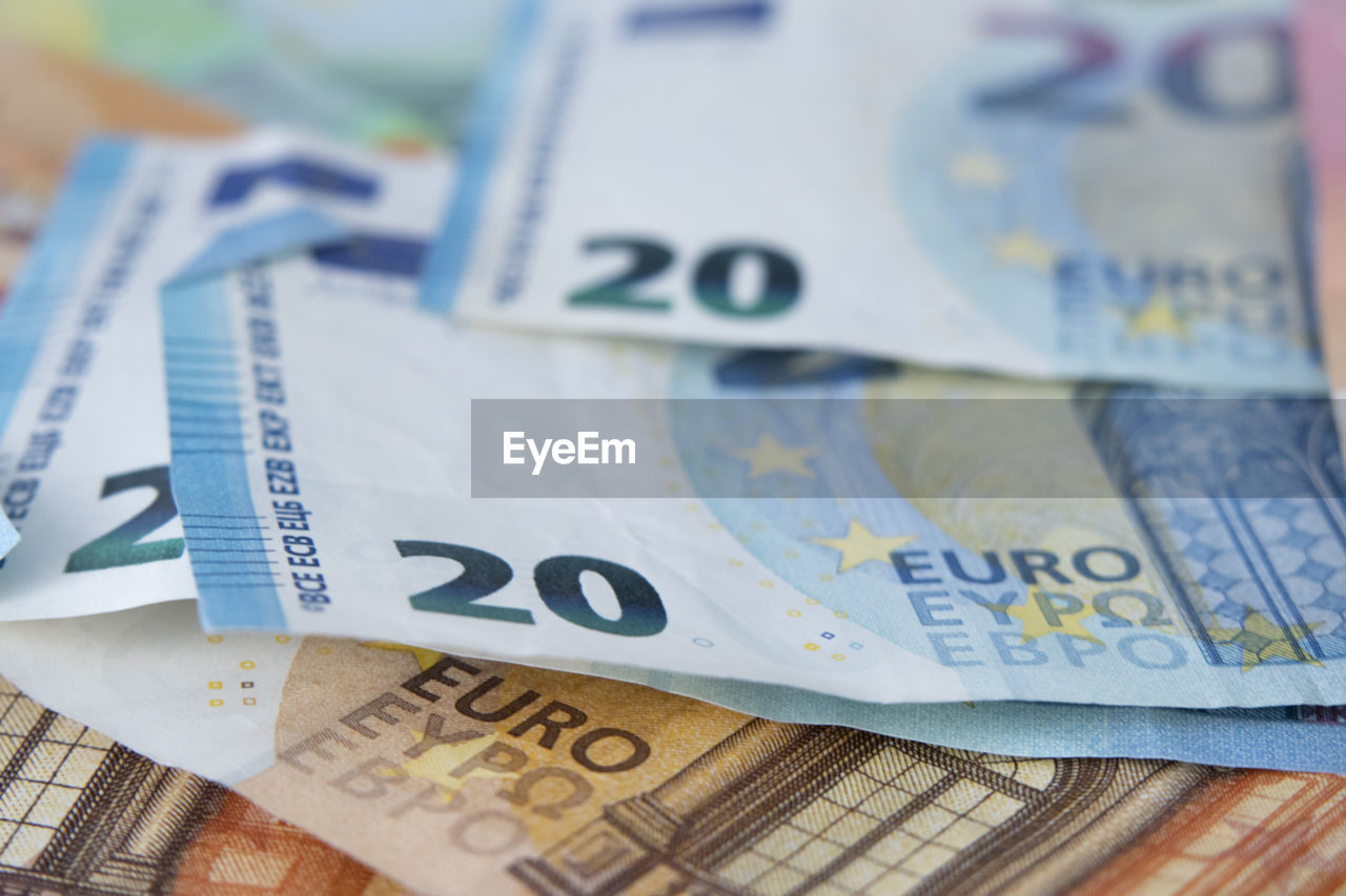 European currency money euro banknotes, credits, leasing. 