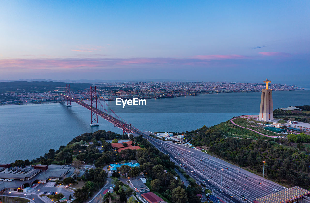 High angle view of bridge over river