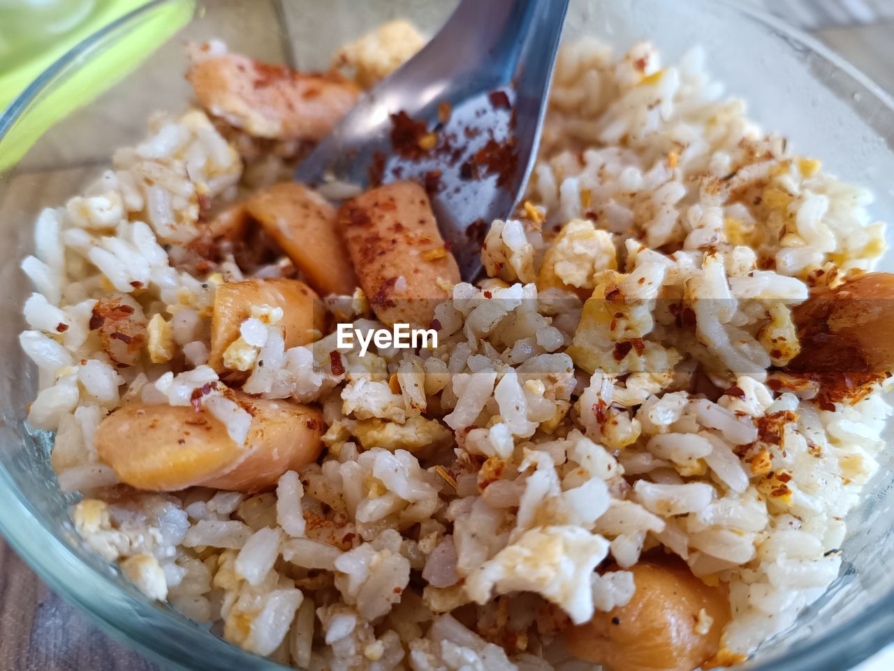 food, food and drink, dish, healthy eating, wellbeing, meal, kitchen utensil, freshness, bowl, rice - food staple, eating utensil, cuisine, spoon, produce, breakfast, indoors, close-up, no people, steamed rice, high angle view, asian food