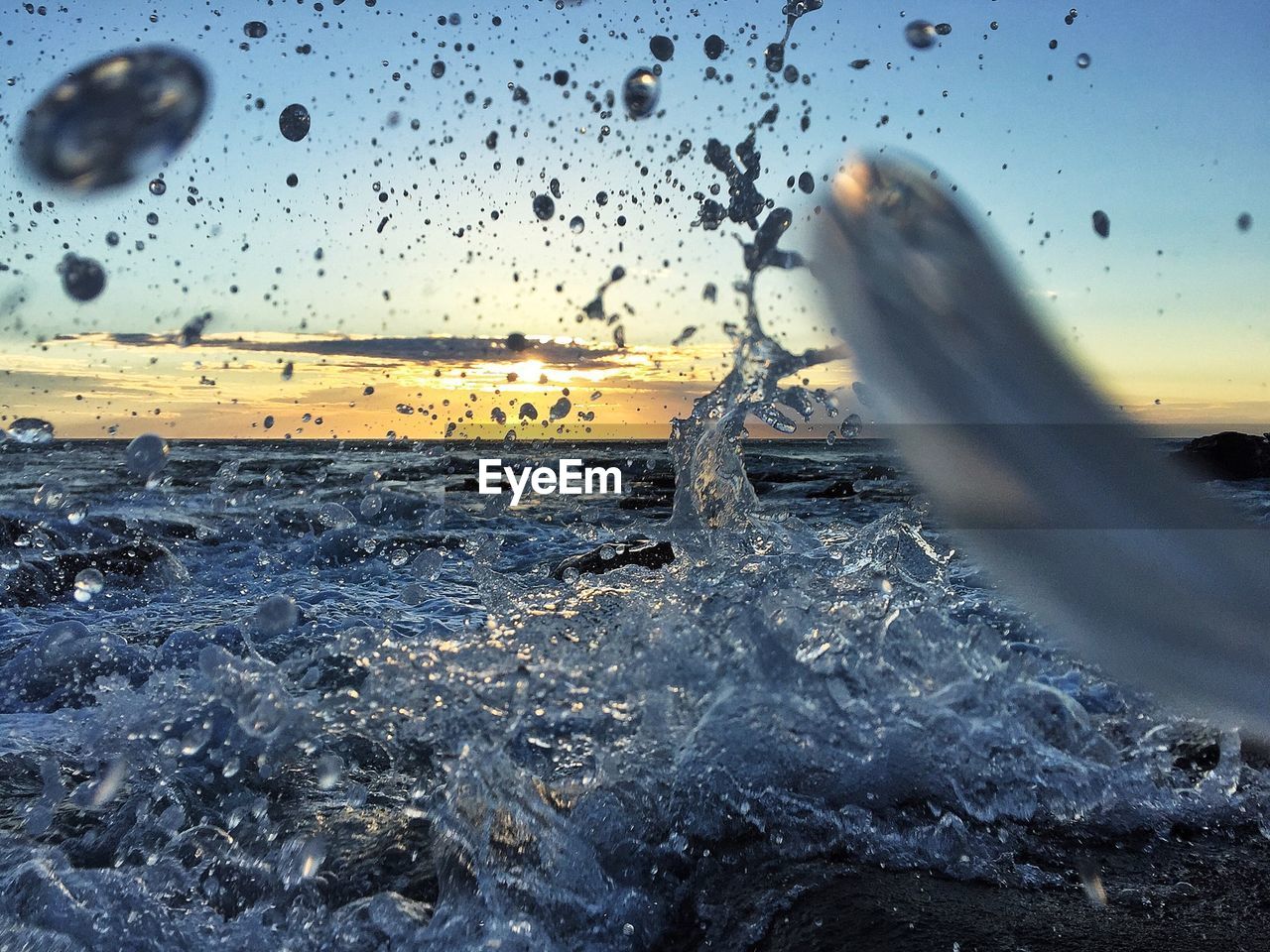 Close-up of splashing water on sea