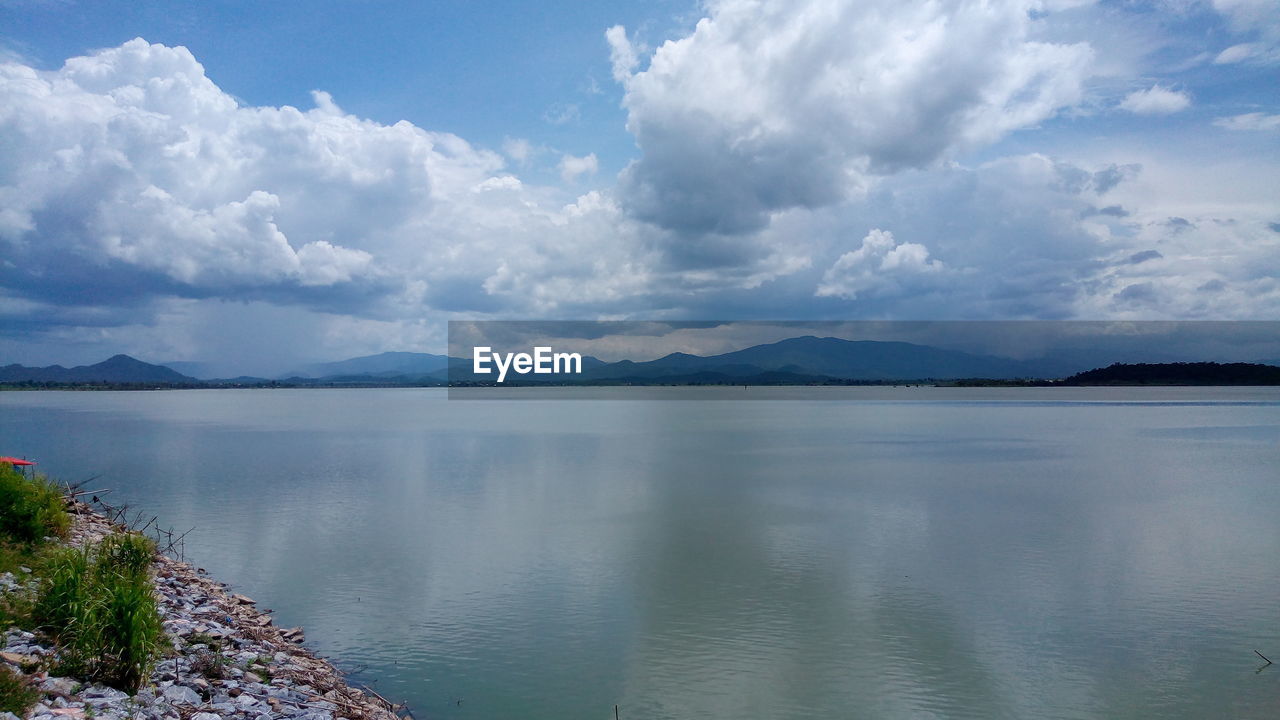 Scenic view of lake against sky