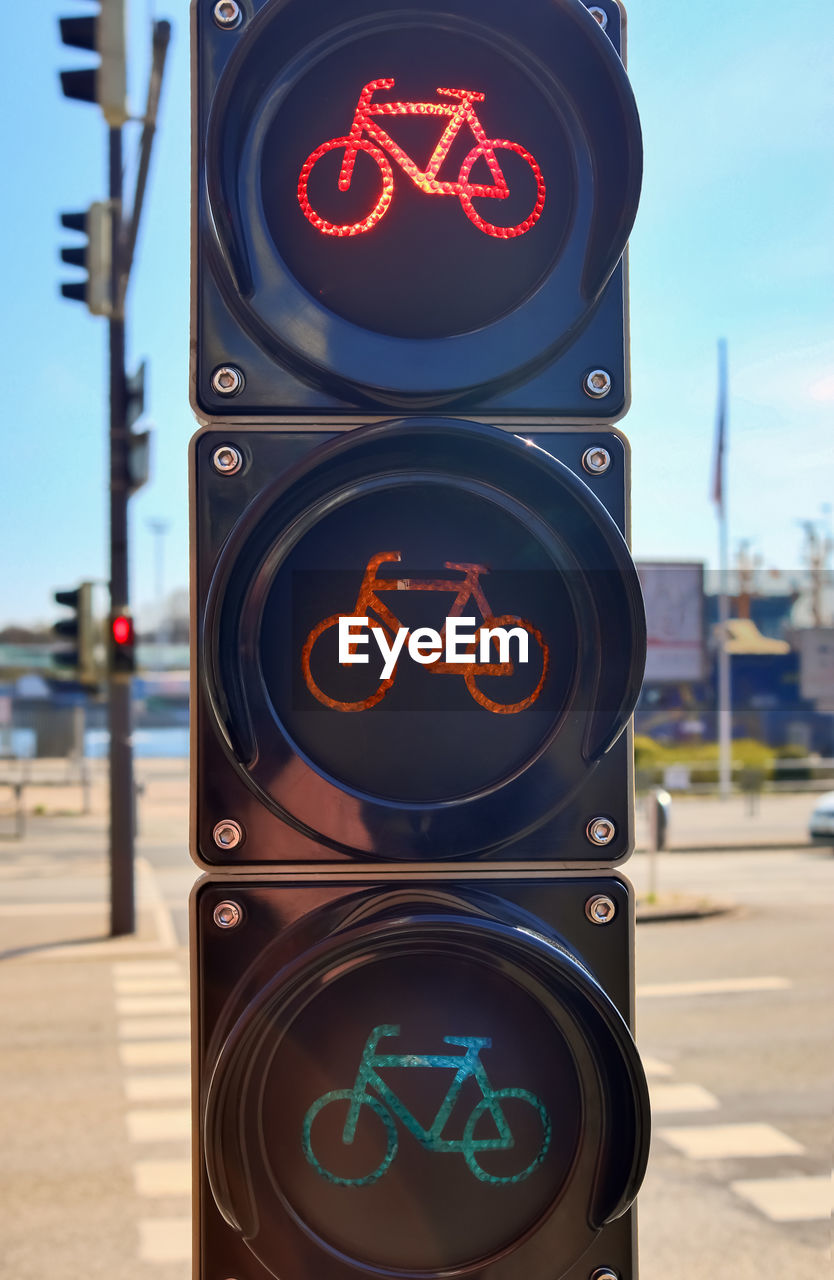 Green and red traffic lights for pedestrian and bicycles found in kiel germany