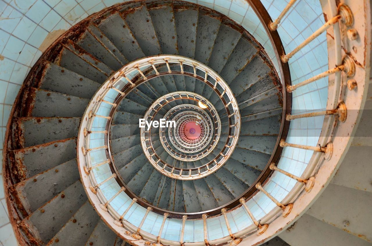 Directly above shot of spiral staircase