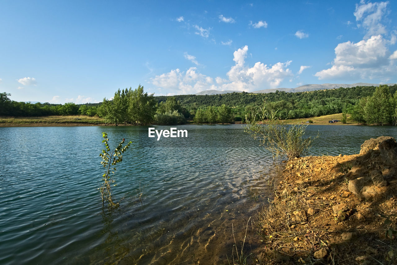 Scenic view of lake against sky