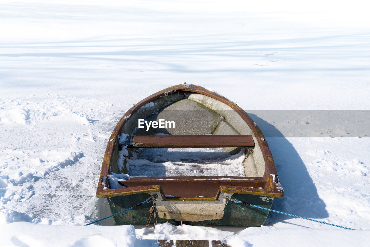 FROZEN BOAT IN WINTER