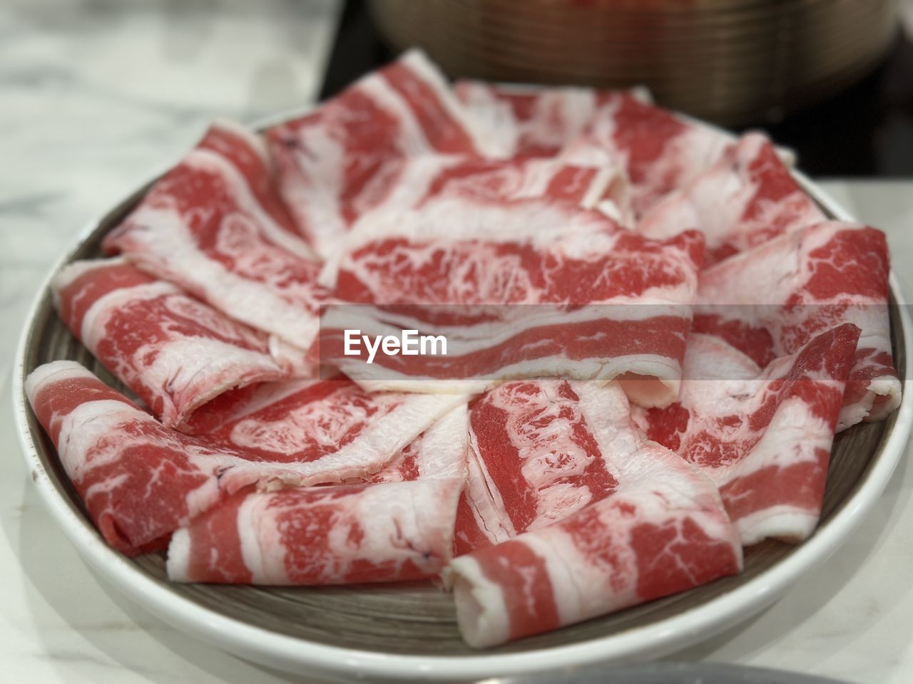 food and drink, meat, food, dish, freshness, kobe beef, raw food, animal fat, red meat, indoors, capicola, goat meat, pork, beef, cuisine, no people, lamb and mutton, close-up, steak, focus on foreground