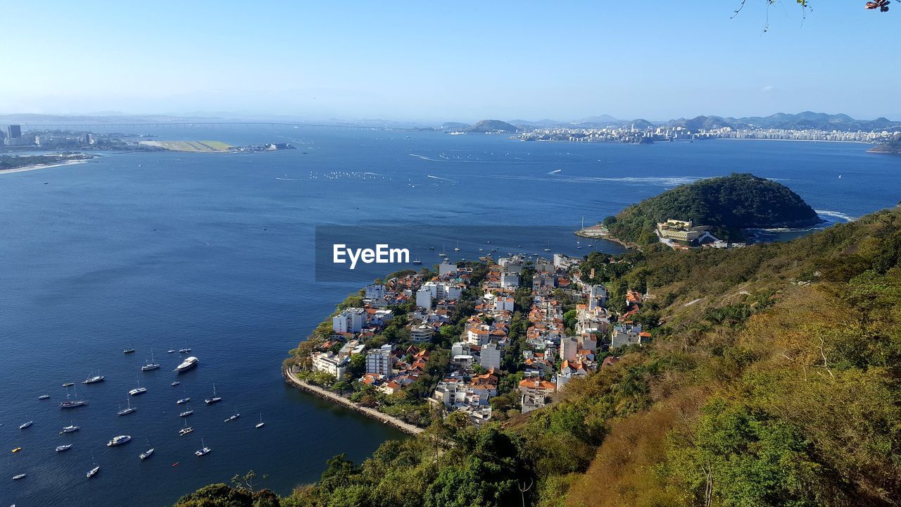 Scenic view of sea against blue sky