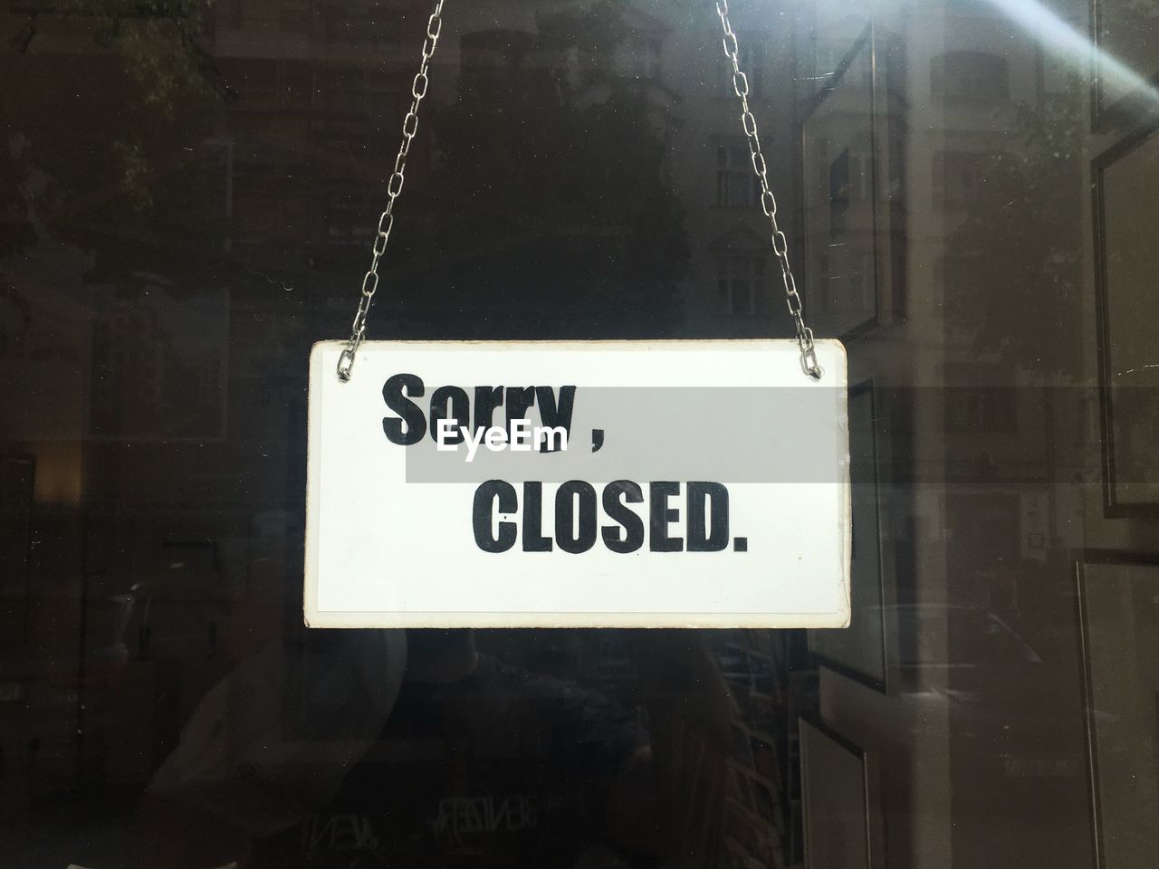 Close-up of closed sign