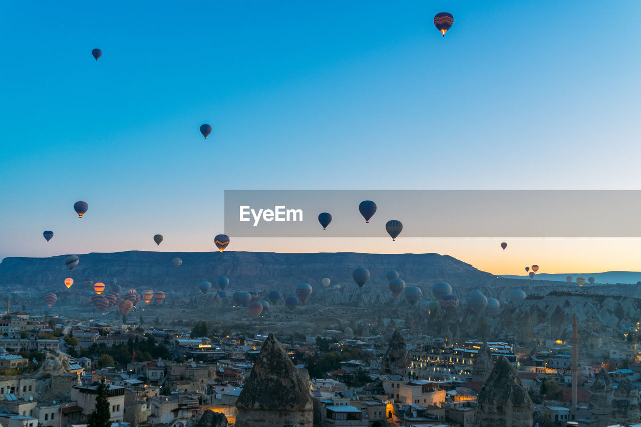 Dozens of hot air balloons are launching early morning in cappadocia