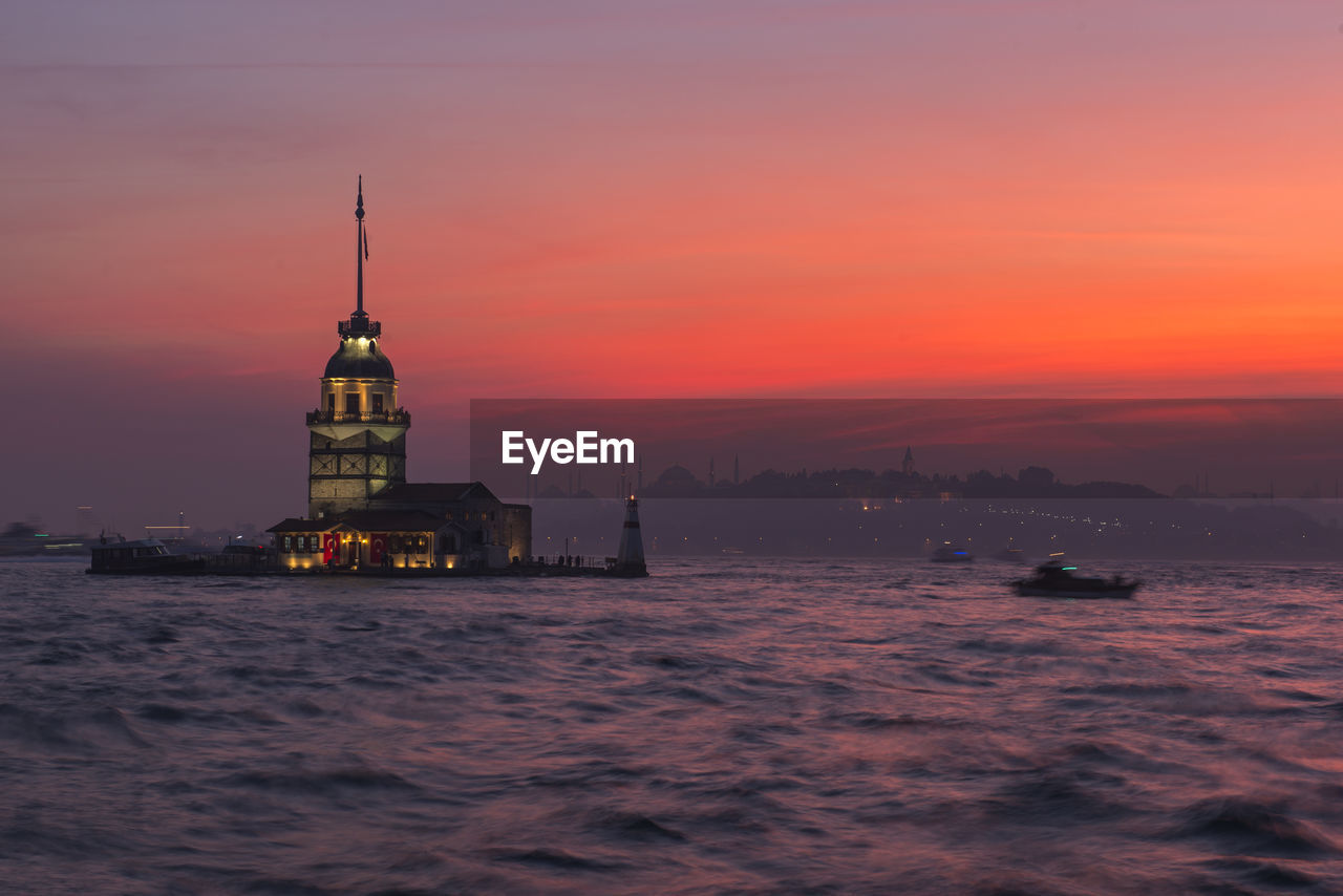 Scenic view of sea against sky at sunset